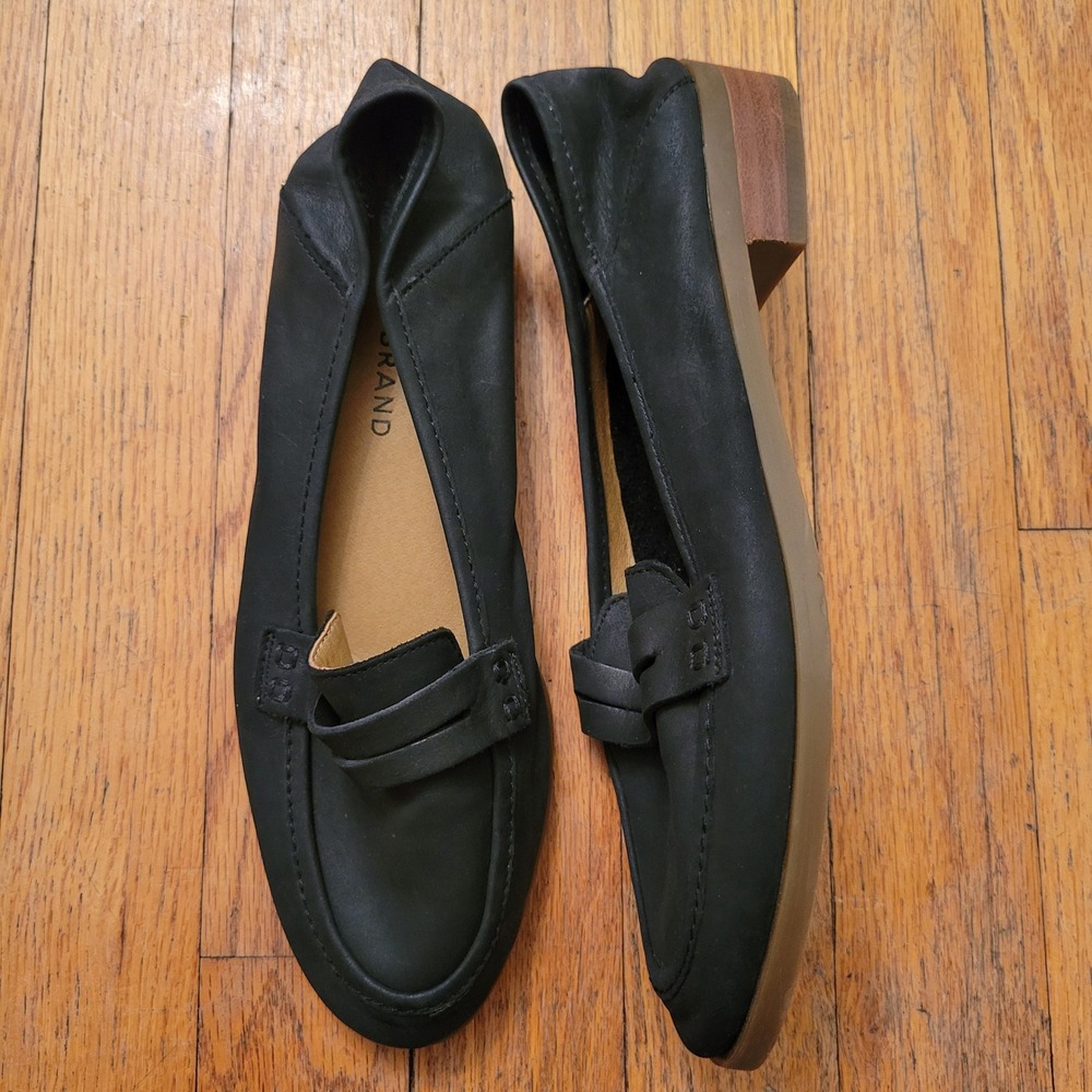 Lucky Brand Caylon Black Leather Convertible Heel Penny Loafers 7M CAYLON Preppy